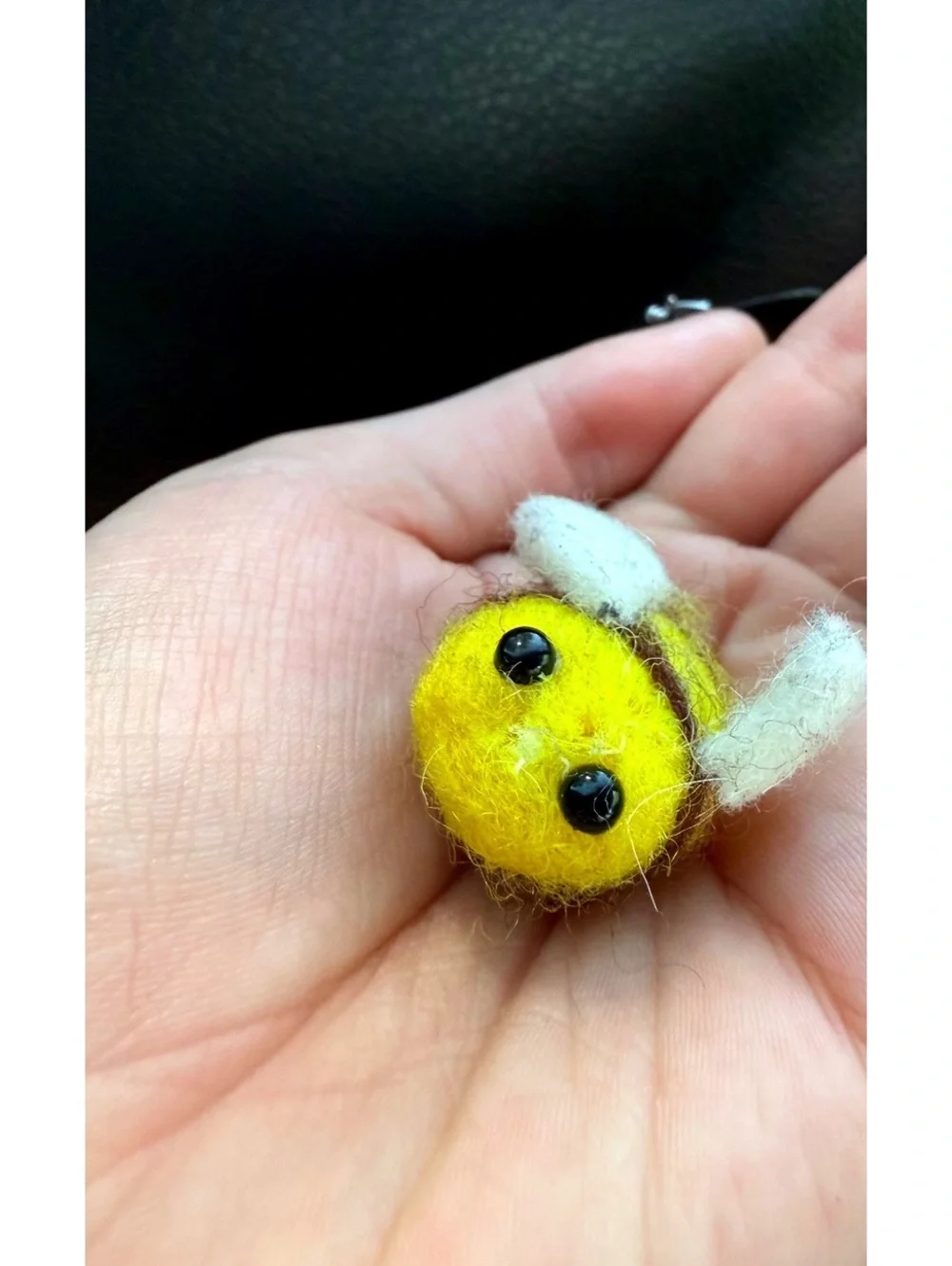 Handmade miniature felt bee super tiny cute yellow wings